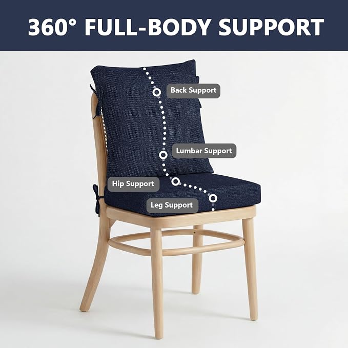 Goodgoods 20 x 42 Outdoor Patio Chair Cushion 2-Pack, 1000+Hours Fade-Resistant & Water-Resistant Furniture Chair Cushions with 35D High-Resilience Foam for Dining Chairs, Couch, Sofa, Indigo