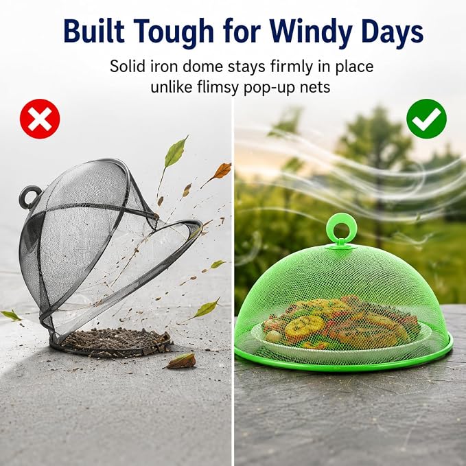 3 Pcs Metal Mesh Food Covers for Outdoors, 11 Inch Round Plate Screen Tents, Food Tents Dome for Picnic, Camping, Indoor and Outside, Keep out Flies Net Bugs
