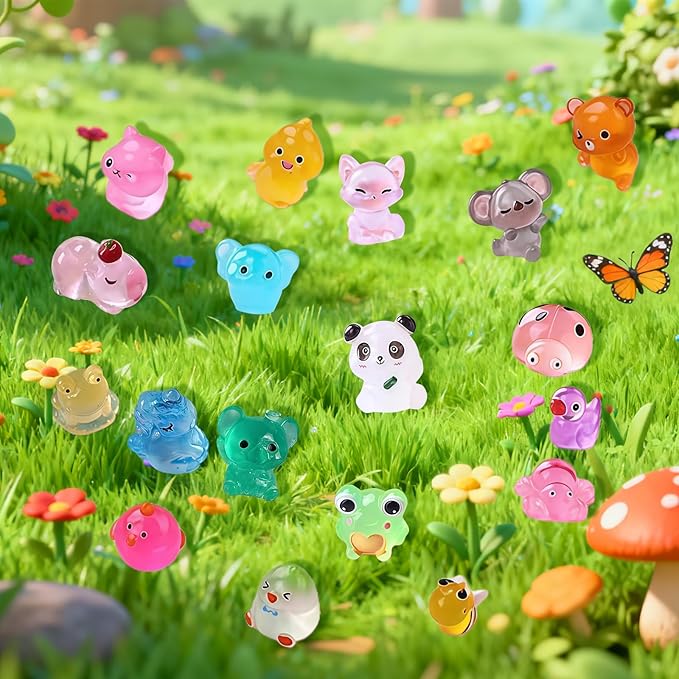 Mini Glow In The Dark Animal Resin Models, Resin Animals Mystery Bags, Individually Wrapped Blind Bags Tiny Animal Figurines, Collectible Mini Animals For Fairy Garden, DIY Crafts (200, animals)