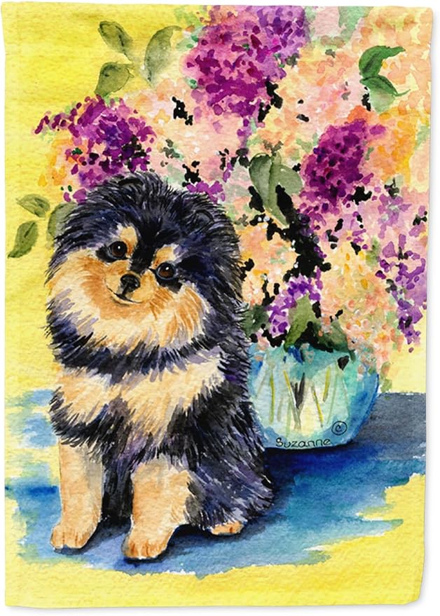 Caroline's Treasures SS8290GF Pomeranian Garden Flag Mailbox Flag Decorative Yard Flag Banner Outside Patio Artwork Yard Flower Beds, Garden Size, Multicolor
