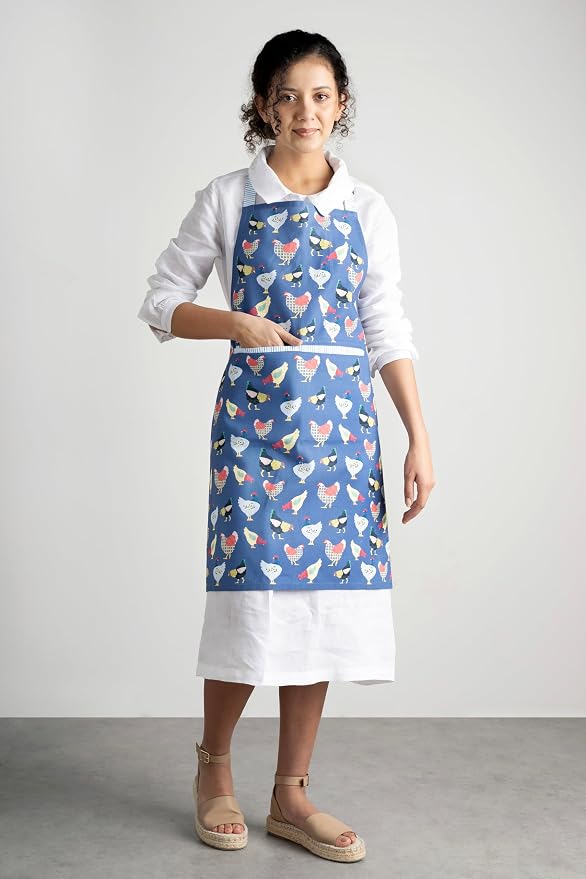 Maison d' Hermine Aprons for women with Pocket 100% Cotton (27.50"x31.50") | Adjustable Neck Strap & long ties Apron Men Chef Wedding Cooking Gardening Server Maid