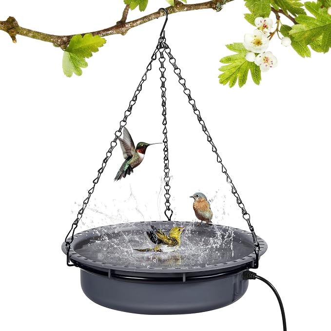 Saillong Bird Baths for Outdoors, Bird Bath Bowl Water Feeder Outdoor for Hummingbirds for Garden Yard Patio Lawn, Ideal for Attracting Birds (Handing Style)