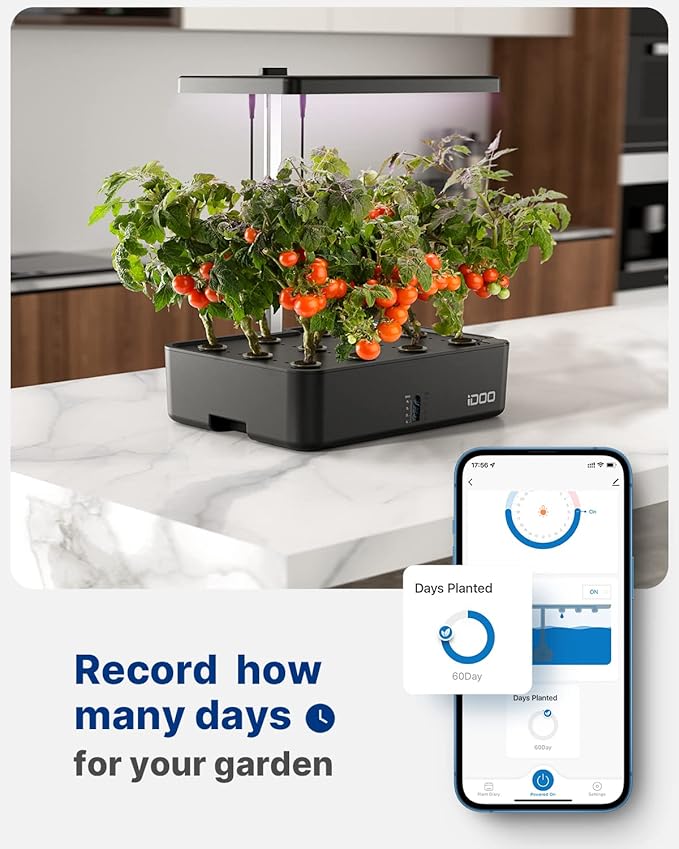 iDOO Hydroponics Growing System 12 Pods Kit Indoor Herb Garden | APP & WiFi Controlled, Hydroponic with LED Grow Light Auto-Timer and Pump System, Indoor Garden for Home School Office Gifts