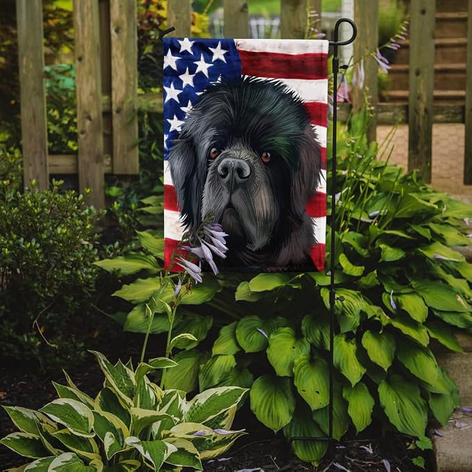 Caroline's Treasures CK6626GF Newfoundland Dog American Flag Garden Flag Mailbox Flag Decorative Yard Flag Banner Outside Patio Artwork Yard Flower Beds, Garden Size, Multicolor