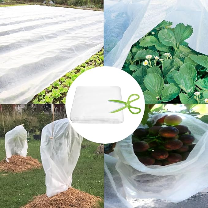 Garutom Plant Covers Freeze Protection 10ft x 33ft 1.1 oz Frost Cloth Plant Freeze Protection, Frost Blankets for Outdoor Plants Winter or Floating Row Covers Shade Cloth for Gardens, Vegetables