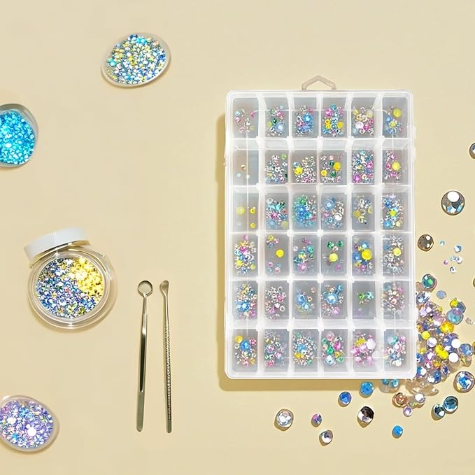 Guyuyii 2 Pack Bead Storage Containers with 36 Grids Adjustable Dividers | for Jewelry Making, Craft Organization, Diamond Painting, Compatible with Beads, Earrings, Small Hardware, Clear