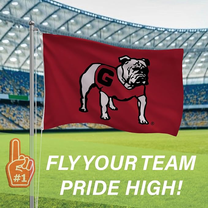 NCAA University of Georgia Flag with Grommets, 3'x5' UGA Bulldogs Outdoor College Flags & Banners for Garden Patio Indoor Wall Décor
