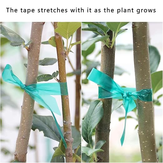 Easytle Garden Tie Tape 0.45" 290 Ft, Stretch Tie Tape Roll, Sturdy Plant Ribbon Garden Green PVC Plastic Stake Gardening Tools for Indoor Outdoor Patio Plant Use