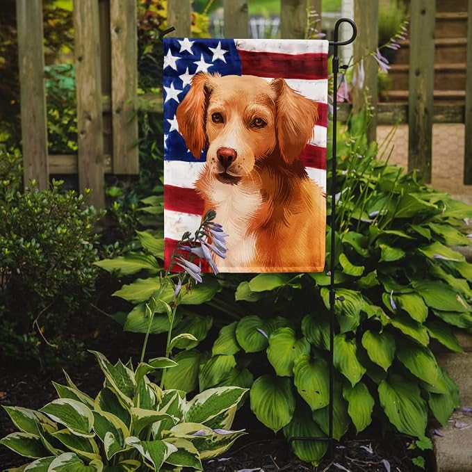 Caroline's Treasures CK6391GF Alopekis Dog American Flag Garden Flag Mailbox Flag Decorative Yard Flag Banner Outside Patio Artwork Yard Flower Beds, Garden Size, Multicolor