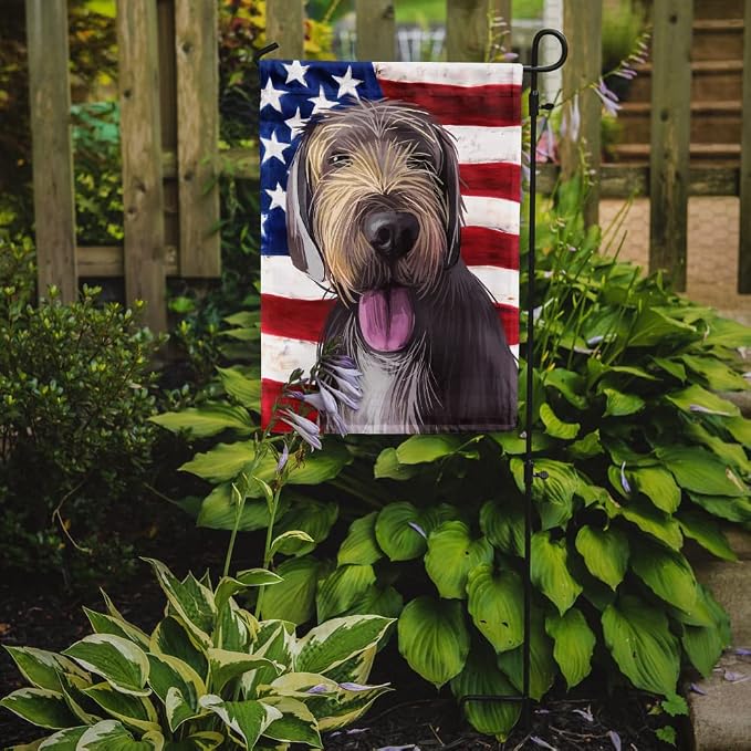Caroline's Treasures CK6712GF Slovak Rough-haired Pointer American Flag Garden Flag Mailbox Flag Decorative Yard Flag Banner Outside Patio Artwork Yard Flower Beds, Garden Size, Multicolor