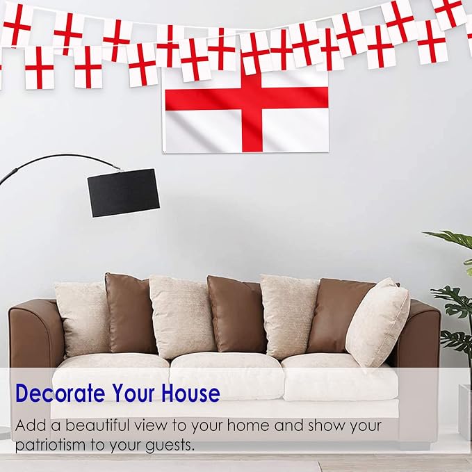 AhfuLife England Flag St Georges Flag 3 x 5 Ft, Large English Flags for Outside - Double Side with Brass Eyelets for Olympic Party Decorations, Bar Garden Street Decoration Indoor Outdoor
