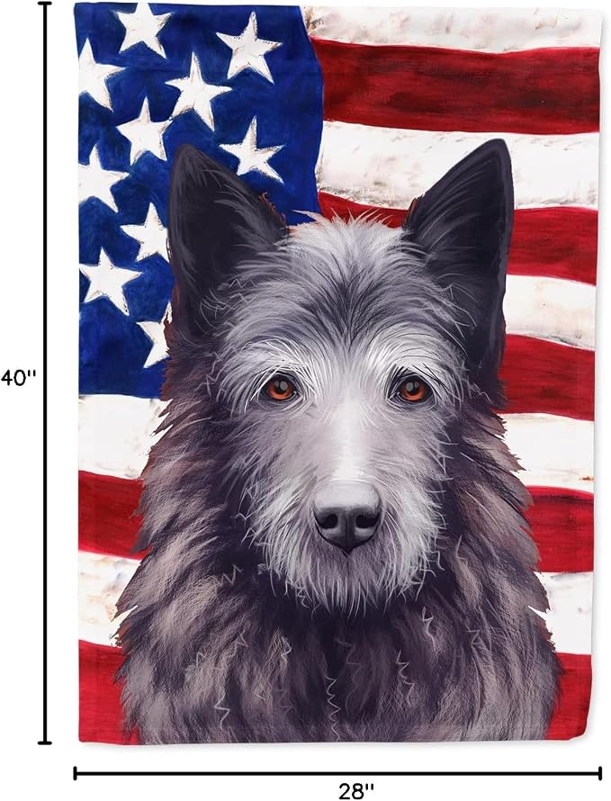 Caroline's Treasures CK6452CHF Bouvier des Ardennes American Flag House Flag Large Porch Sleeve Pole Decorative Outside Yard Banner Artwork Wall Hanging, Polyester, House Size, Multicolor