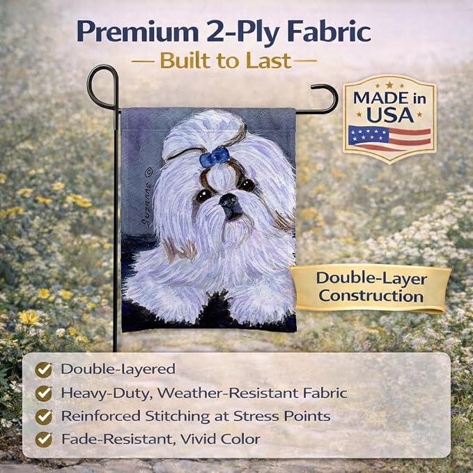Caroline's Treasures SS8685GF Shih Tzu Garden Flag Mailbox Flag Decorative Yard Flag Banner Outside Patio Artwork Yard Flower Beds, Garden Size, Multicolor
