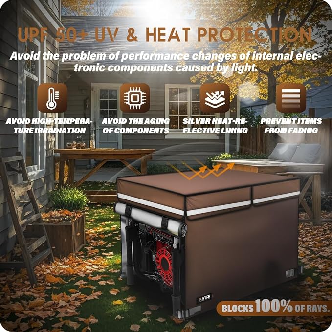 Generator Covers While Running. 32"L×24"W×24"H, Top Can Be Opened for Refueling, Compatible with 5000W-13000W Frame Generator, Coffee.
