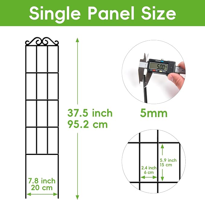 ARIFARO 37.5'' Metal Garden Trellis for Climbing Plants,(Pack of 4) Indoor/Outdoor Sturdy Plant Trellis for Potted Plants,House Plants, Climbing Vines, Black