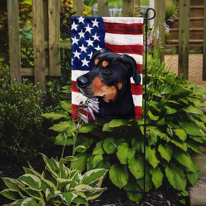 Caroline's Treasures CK6549GF Greek Harehound Dog American Flag Garden Flag Mailbox Flag Decorative Yard Flag Banner Outside Patio Artwork Yard Flower Beds, Garden Size, Multicolor