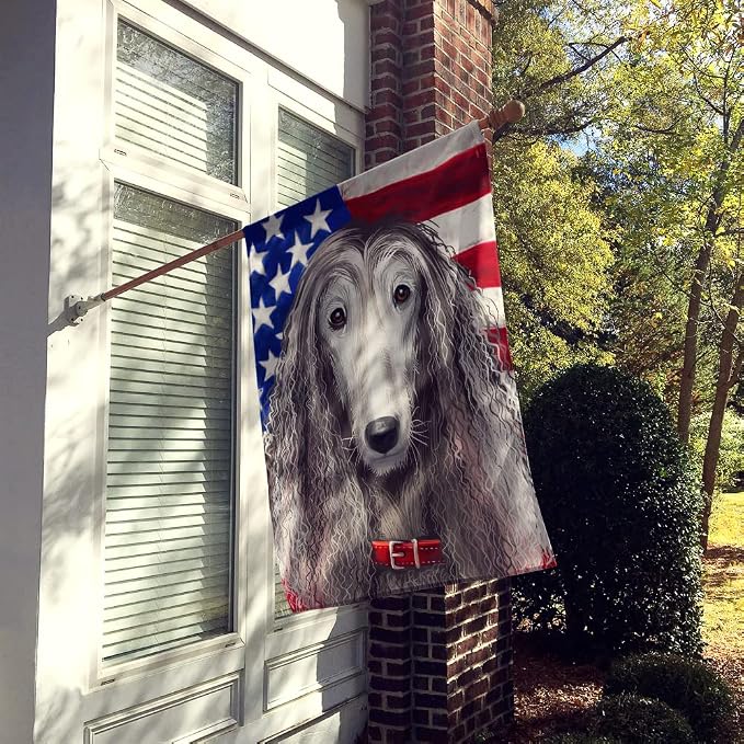 Caroline's Treasures CK6383CHF Afghan Hound American Flag House Flag Large Porch Sleeve Pole Decorative Outside Yard Banner Artwork Wall Hanging, Polyester, House Size, Multicolor