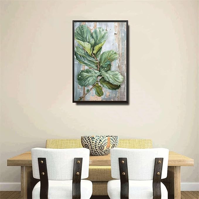 Metal Sign Tin Sign Vintage Wall Art Antique Artistry Fiddle Leaf Tin Sign for Distressed Wood Wall Art Green Thumbs and Botanical Signs for Garden for Club 6×8 Inches with Metal Frame
