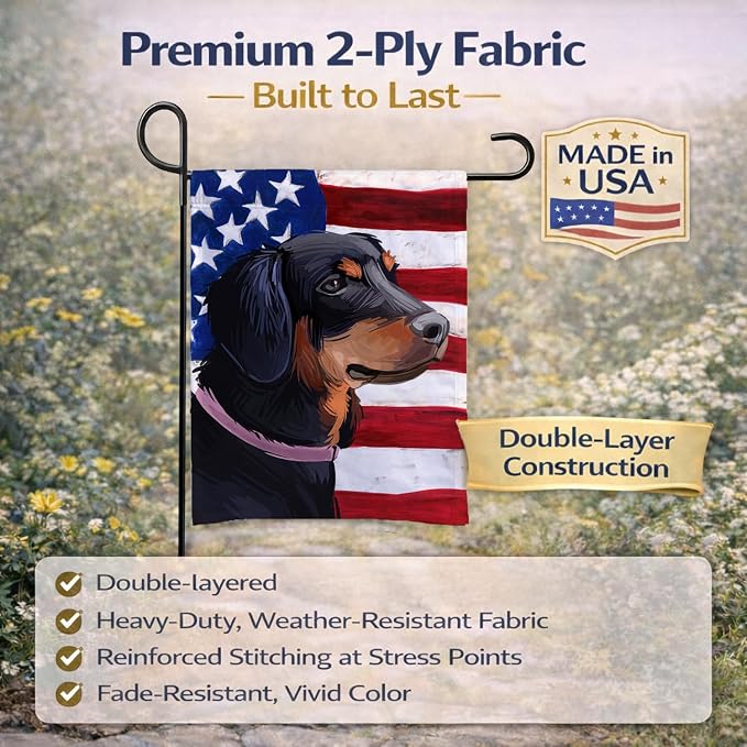 Caroline's Treasures CK6713GF Slovensky Kopov American Flag Garden Flag Mailbox Flag Decorative Yard Flag Banner Outside Patio Artwork Yard Flower Beds, Garden Size, Multicolor