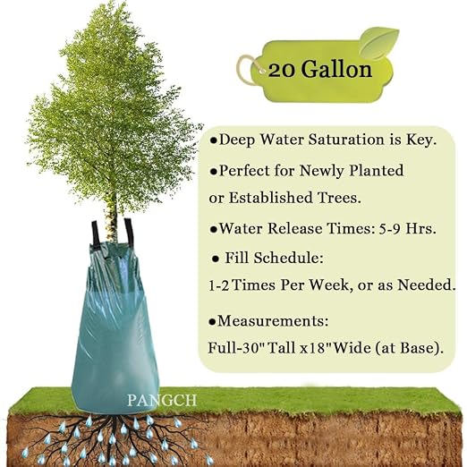 Tree Watering Bag, 20 Gallon Slow Release Tree Watering Bags-Drip Irrigation Bag for Newly Planted or Established Trees (4 Packs)