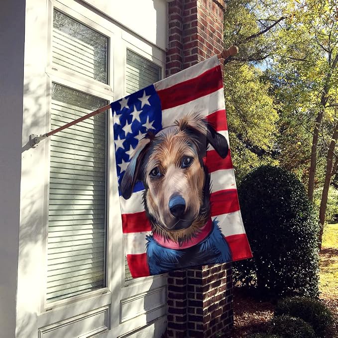 Caroline's Treasures CK6562CHF Huntaway Dog American Flag House Flag Large Porch Sleeve Pole Decorative Outside Yard Banner Artwork Wall Hanging, Polyester, House Size, Multicolor