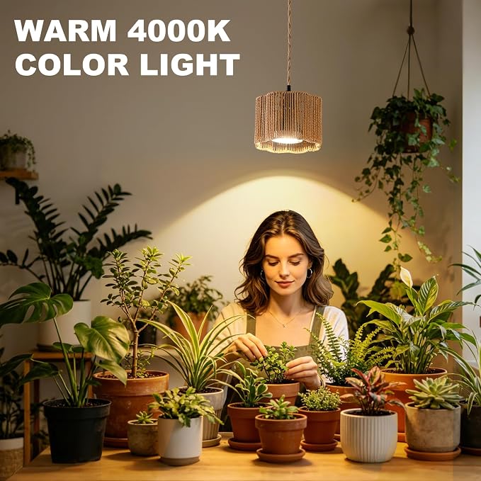 Grow Lights for Indoor Plants, Boho Plants Light, with Timer and 15FT Power Cord, 30W Pendant Plant Lights for Indoor Growing,Grow Light for Garden, Flowers, Monstera Growing