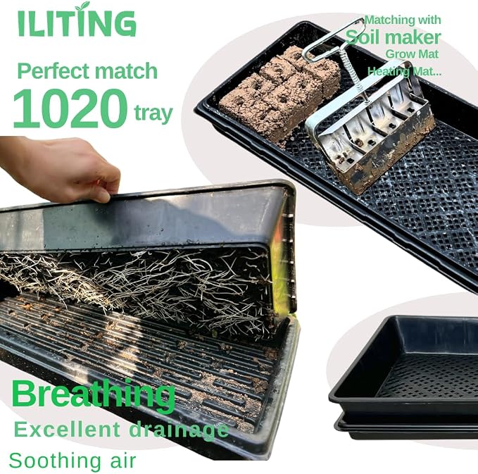 1020 Mesh Tray Soil Blocking Tray 1020 Trays Seedling Starter Trays 10 Pack Black 10x21 Inches for Microgreens Hydroponic