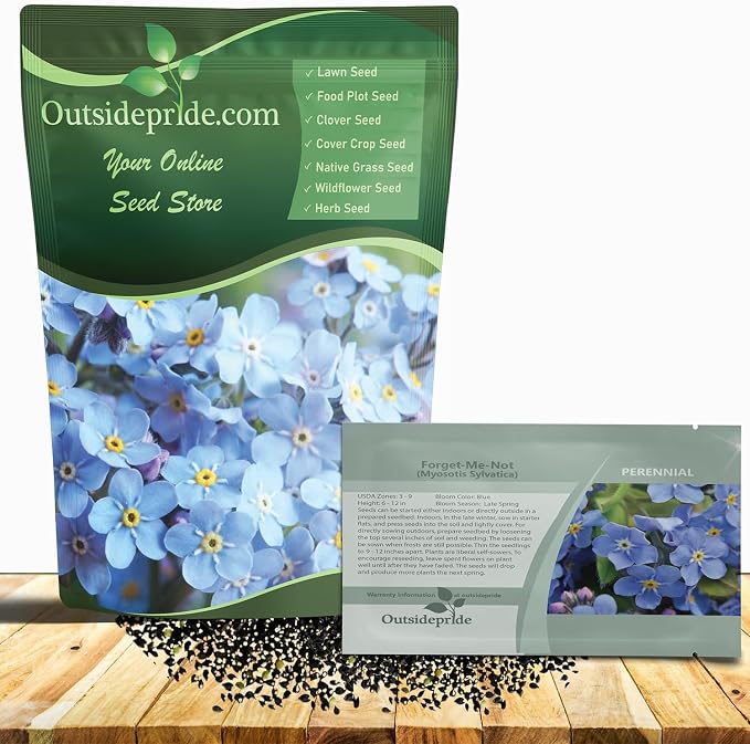 Outsidepride Blue Forget Me Not Seeds - 1/8 lb. Low Growing, Self-Sowing Perennial Flower Seeds for Planting Dense Blue Blooms & Upright Growth Habit for Meadows, Pollinator & Cottage Gardens