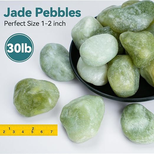 30lbs Jade Pebbles for Indoor Plants, 1-2 Inch Plant Rocks for Pots Indoor, Decorative Garden Rocks Outdoor Landscaping, Polished Natural Stone for Walkways, Yard, Vases, Crafts