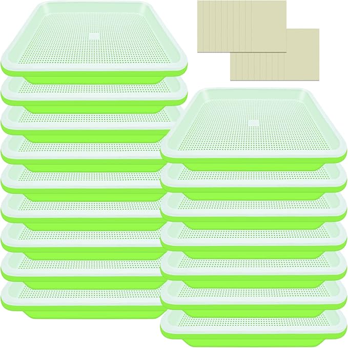 Legigo 16 Pack Seed Sprouter Trays- Soil-Free Cultivation Germination Tray, BPA Free Nursery Tray with Planting Paper for Indoors or Outdoors Sprouting Seeds, Grow Grass, Beans and More