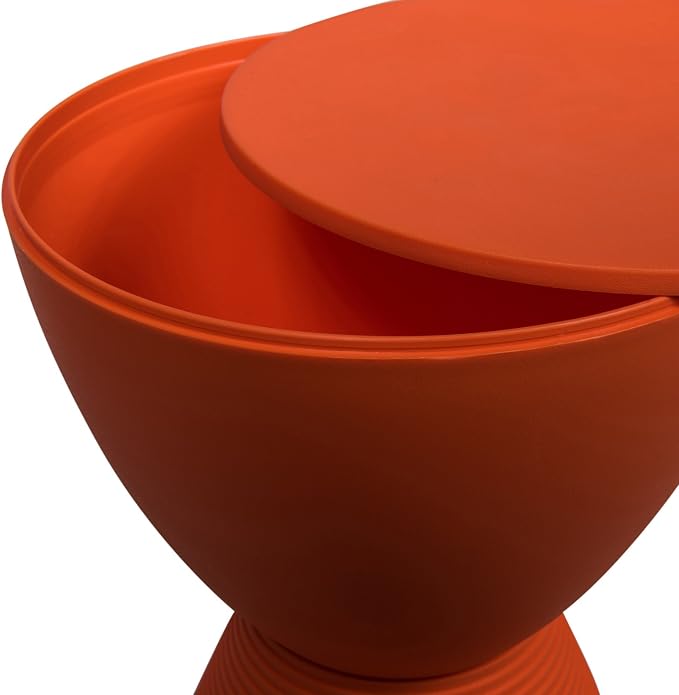LeisureMod Modern Orange Hourglass Drum Side Table with Storage – Indoor/Outdoor End Table