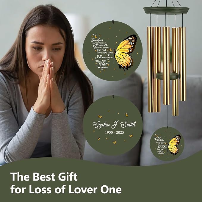 ASTARIN Sympathy Wind Chimes for Loss of Loved Ones Dad Mom, Memorial Wind Chimes Customizable, in Memory of Mother/Father, Remembrance Gifts(Produced in Texas)