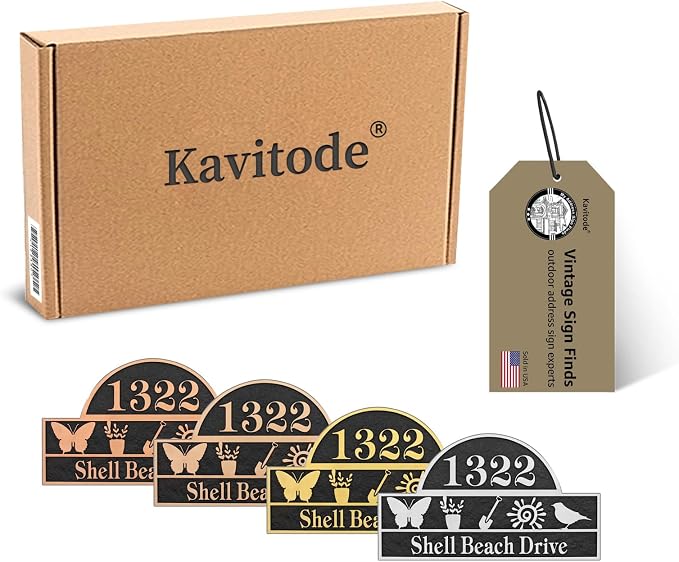 Address Plaque Nature Style - 13.4'' x 8.11'' Custom Address Sign for House,House Number Plaque Sign for Outside House,Driveway,Garden Easy Installation Metal & Large Options (Style 2)