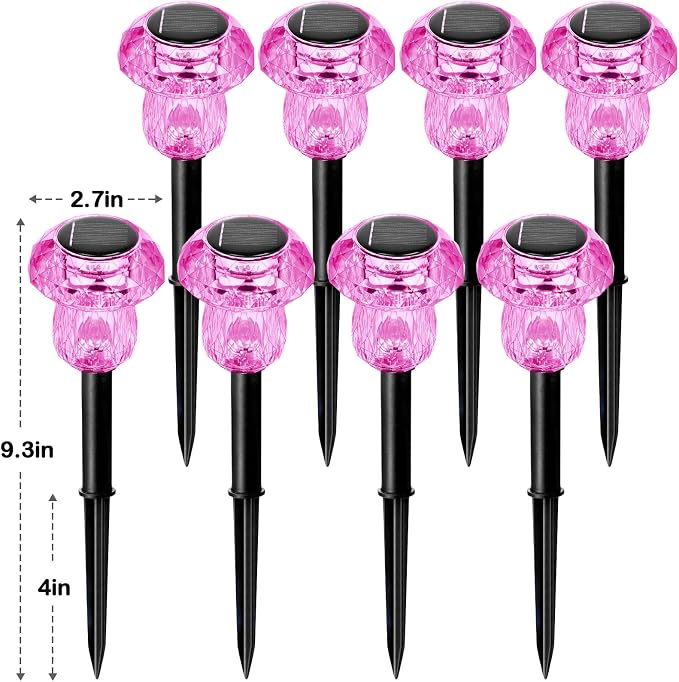 Solar Pathway Lights Outdoor Gifts for Mom Mushroom Garden Lights Waterproof Solar Powered Yard Lighting for Landscape, Driveway, Path, Walkway, Patio, Outside Garden, Pink Purple