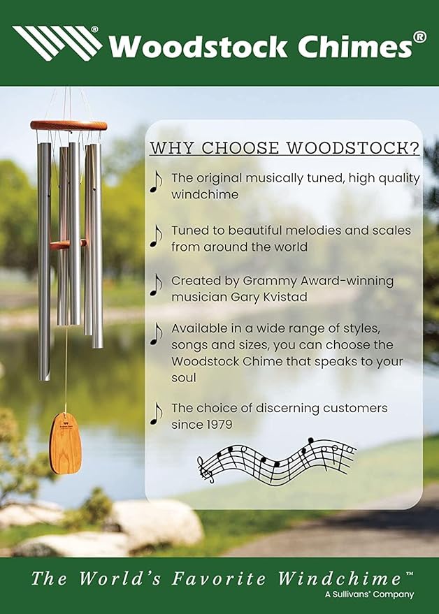 Woodstock Wind Chimes for Outside, Outdoor Decor, Garden and Patio Decor, Front Porch Decor 44" Decorative Bells of Paradise Wind Chime Pacific Blue (BPLPB)