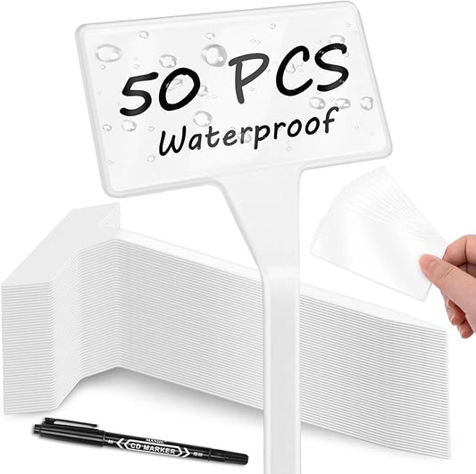 KINGLAKE Outdoor Large Plant Labels with PET Films - 50 Pcs Waterproof Tall Plastic Plant Tags Nursery Garden Labels 11.8" Plants Markers Name Tags for Outdoor Garden Vegetable with Permanent Pen