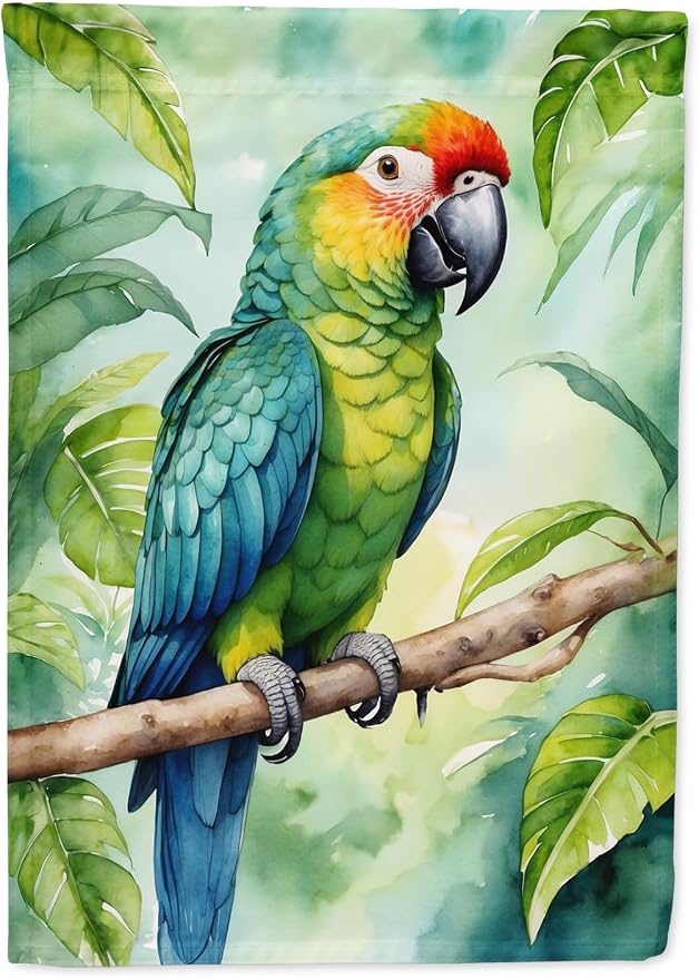 Caroline's Treasures Amazon Parrot House Flag Large Porch Sleeve Pole Decorative Outside Yard Banner Artwork Wall Hanging, Polyester, House Size, Multicolor