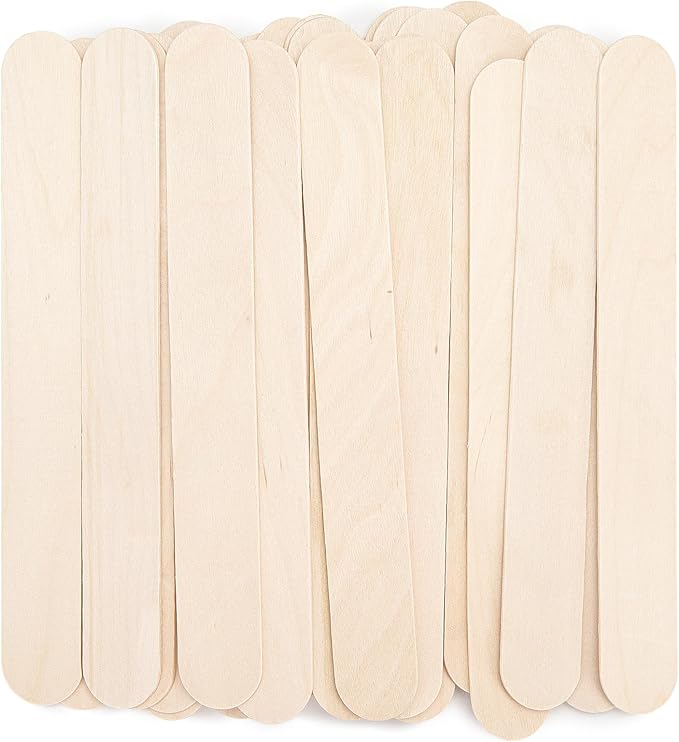 WISYOK 8'' Jumbo Craft Sticks, 300pcs Extra Large Tongue Depressors, Natural Premium Wood, Plant Labels, Hair Removal and Waxing Supplies