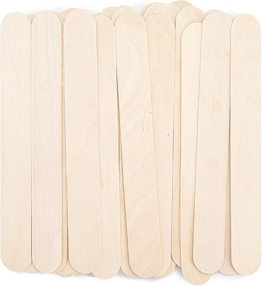 WISYOK 8'' Jumbo Craft Sticks, 300pcs Extra Large Tongue Depressors, Natural Premium Wood, Plant Labels, Hair Removal and Waxing Supplies