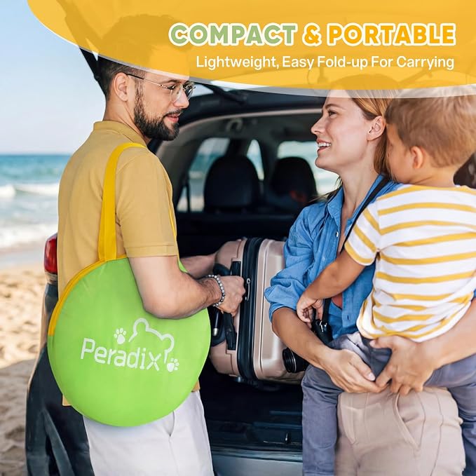 Peradix Paddling Pool for Kids & Pets Infant Ball Pit Tent, Portable Baby Beach Tent, 4-in-1 Pop Up Pool Tent with UV Adjustable Canopy, Indoor/Outdoor Playpen Foldable Toys for Child Summer 2026