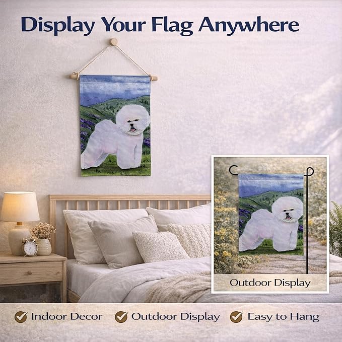 Caroline's Treasures SS8025GF Bichon Frise Garden Flag Mailbox Flag Decorative Yard Flag Banner Outside Patio Artwork Yard Flower Beds, Garden Size, Multicolor