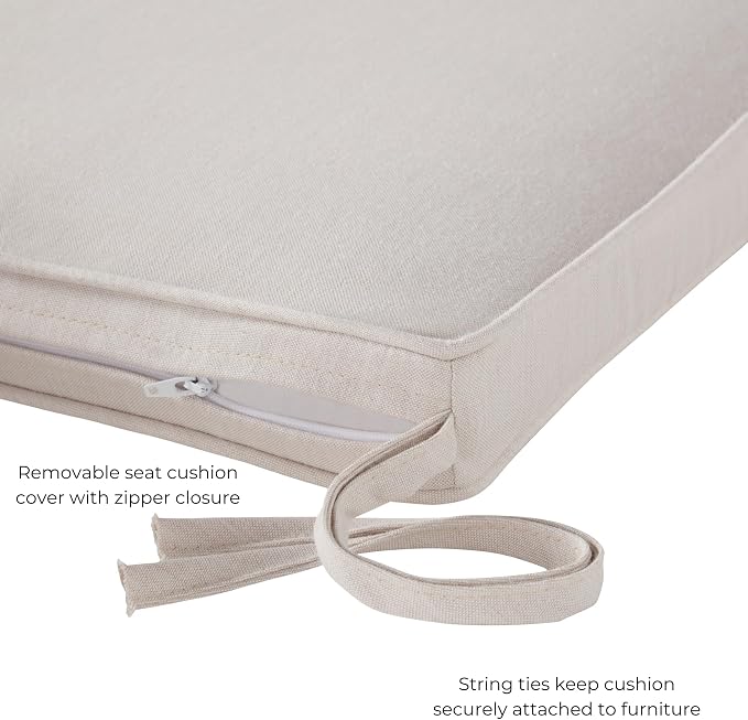 Indoor/Outdoor Chair Pads in Sunbrella Fabric – 17''x17'' Patio Seat Cushions with Foam Insert, Removable Reversible Cover & Ties for Patio Dining Chairs – Set of 2 or 4, Cast Pumice