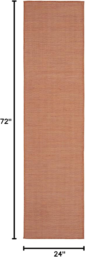 Nourison Home Positano Terracotta 2' x 6' Area Rug - Easy Clean, Non Shedding, Bed Room, Living Room, Dining Room, Kitchen (6' Runner)