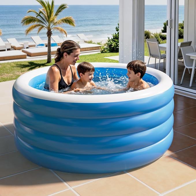 Inflatable Pool for Adults, 70"X30" Blow Up Pool, Full Sized Deep Round Thickened Family Inflatable Swimming Pools for Outdoor, Backyard
