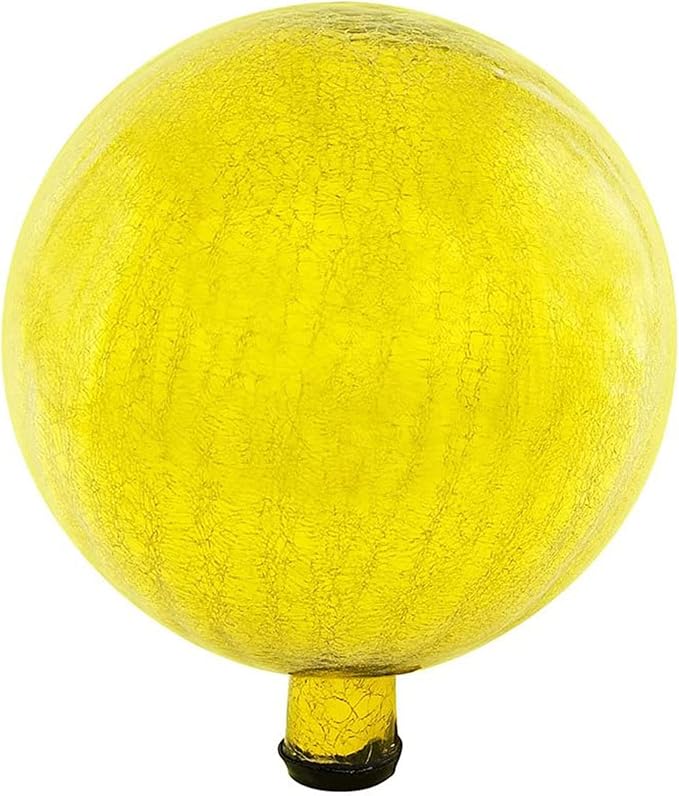 Achla Designs 12-Inch Crackle Gazing Globe Ball, Lemon Drop