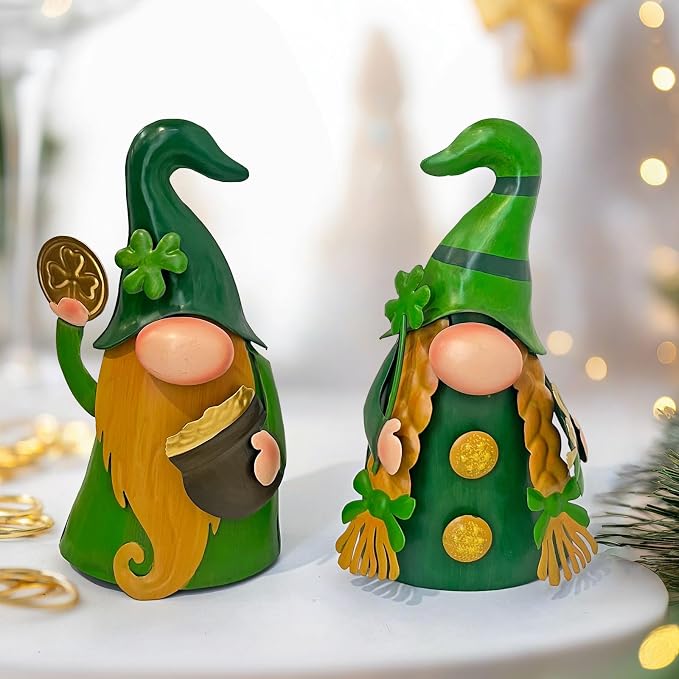 18 Inch Spring Gnomes Outdoor Decor, 2Pcs Metal Gnomes Garden Stakes, Gnome Gifts for Women Outside Decorations for Yard Home Garden Lawn Patio