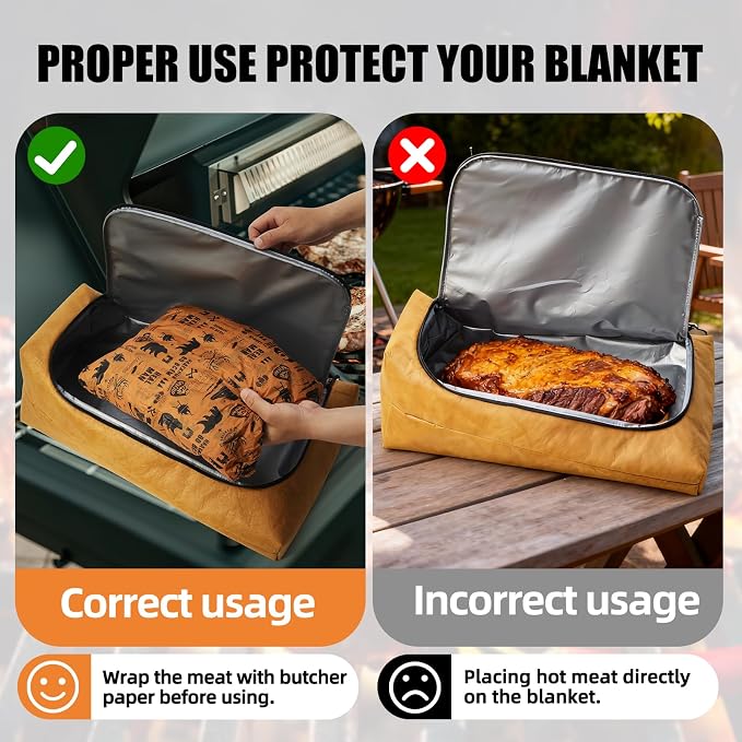 270° Opening BBQ Blanket for Resting Meat, Insulated Leak-Proof Meat Resting Bag for Brisket, Father's Day Birthday Gift for Men Dad Husband, Smoker Grilling Accessories for Camping Kitchen Party