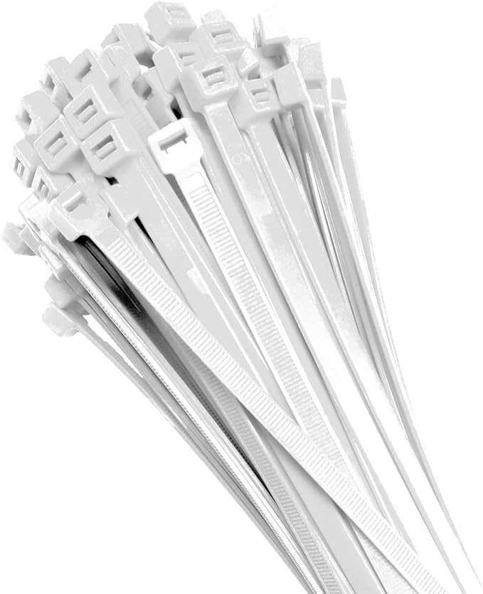 Electriduct 7" Nylon Cable Zip Ties Self-Locking Adjustable Plastic Ties - Clear (100 Pack)