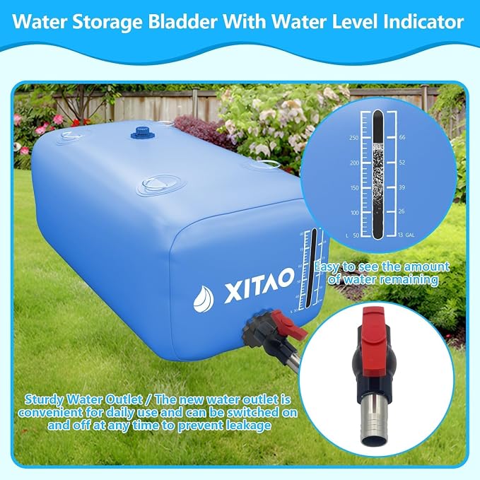 XITAO Water Bladder Storage Containers, Water Tank Foldable Portable Water Storage,Water Storage Bag Containers for RV, Camping, Garden, Irrigation, Drought Resistance, Firefighting