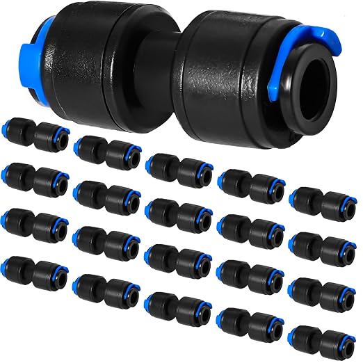 20 Pack 1/4" Drip Universal Straights Fitting Connectors,Quick Connect Universal Drip Irrigation Tubing Coupling Valve,Connector Locking Fitting for Sprinkler or System Parts & Connectors